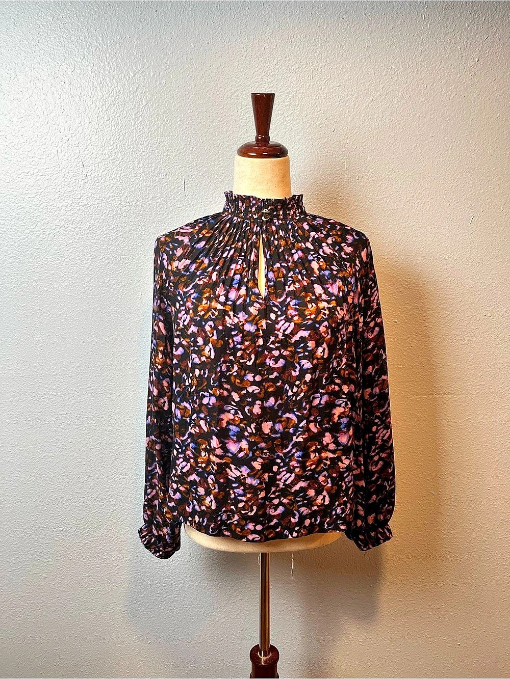 Marie Oliver Floral Blouse in Black & Pink Size Small